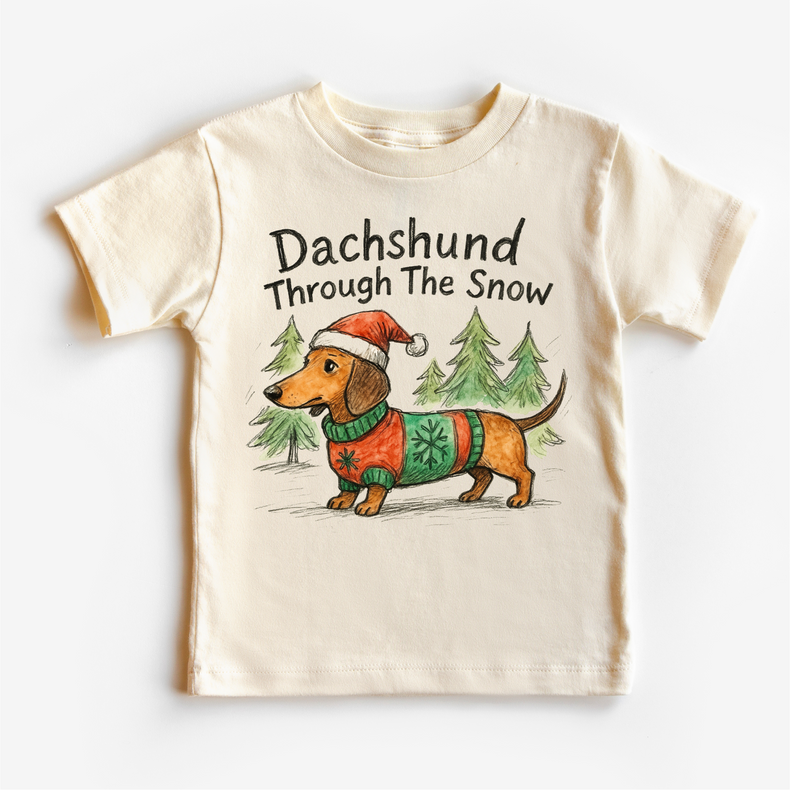 Dachshund Through The Snow Christmas T-Shirt - Doxie Christmas Tee