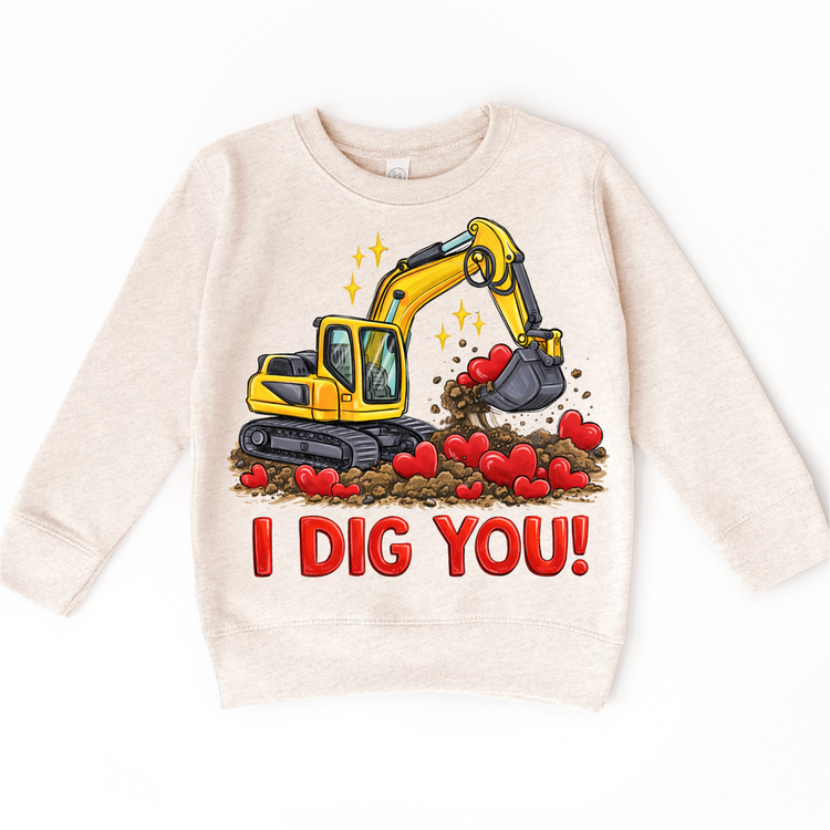 I Dig You Excavator Valeintine's Day Shirt -  Boys Construction Valeintine Tee