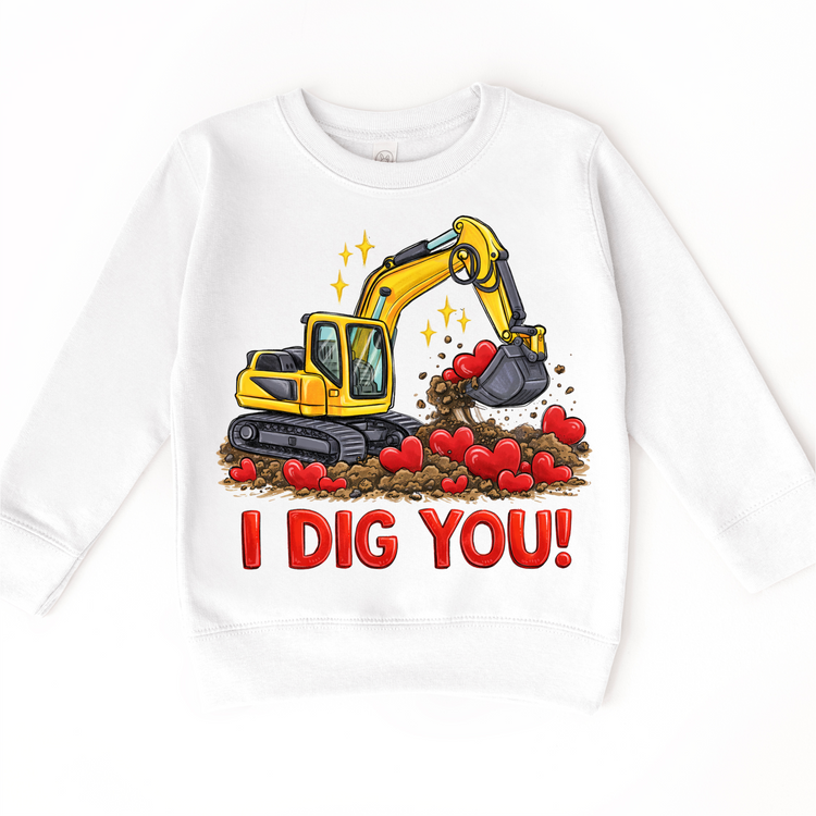 I Dig You Excavator Valeintine's Day Shirt -  Boys Construction Valeintine Tee