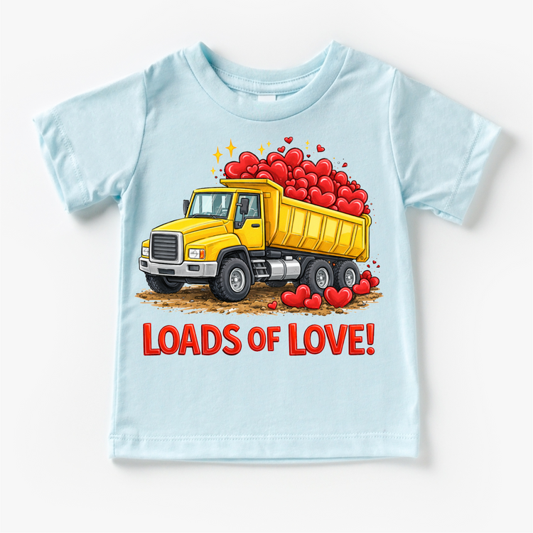 Loads Of Love Dump Truck Valeintine's Day Shirt -  Boys Construction Valeintine Tee