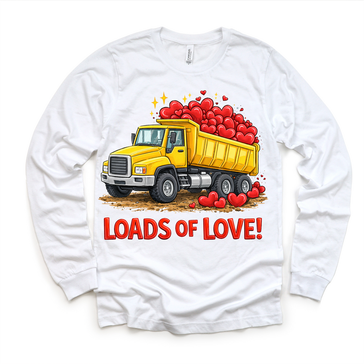 Loads Of Love Dump Truck Valeintine's Day Shirt -  Boys Construction Valeintine Tee