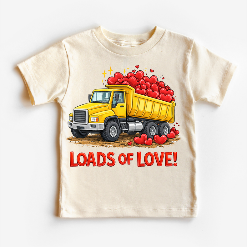 Loads Of Love Dump Truck Valeintine's Day Shirt -  Boys Construction Valeintine Tee