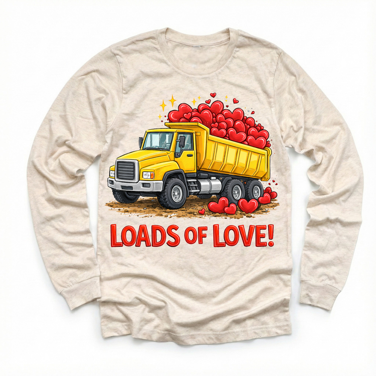 Loads Of Love Dump Truck Valeintine's Day Shirt -  Boys Construction Valeintine Tee