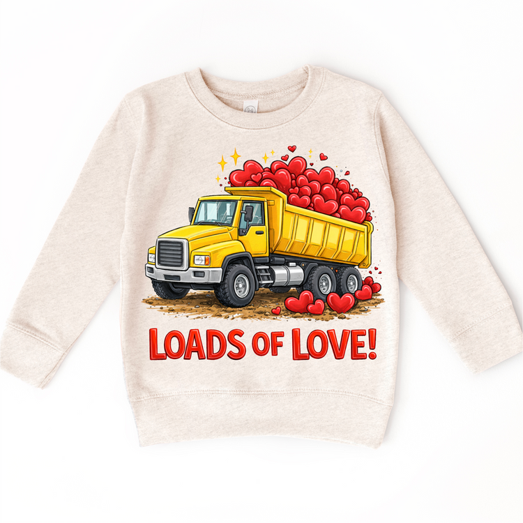 Loads Of Love Dump Truck Valeintine's Day Shirt -  Boys Construction Valeintine Tee