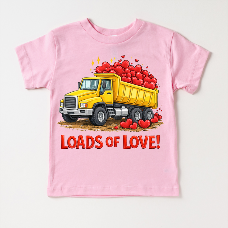 Loads Of Love Dump Truck Valeintine's Day Shirt -  Boys Construction Valeintine Tee
