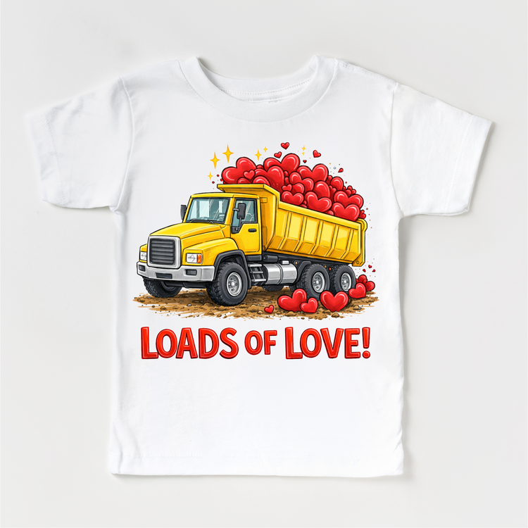 Loads Of Love Dump Truck Valeintine's Day Shirt -  Boys Construction Valeintine Tee
