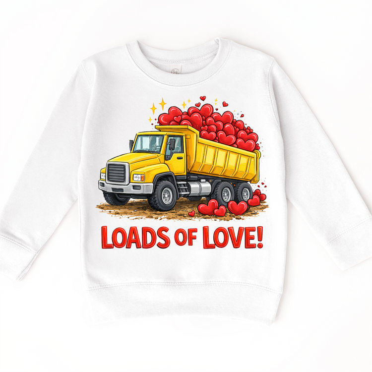 Loads Of Love Dump Truck Valeintine's Day Shirt -  Boys Construction Valeintine Tee
