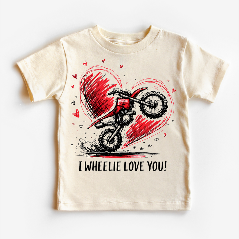 I Wheelie Love You Motocross Valeintine's Day Shirt -  Boys Motorcycle Valeintine Tee