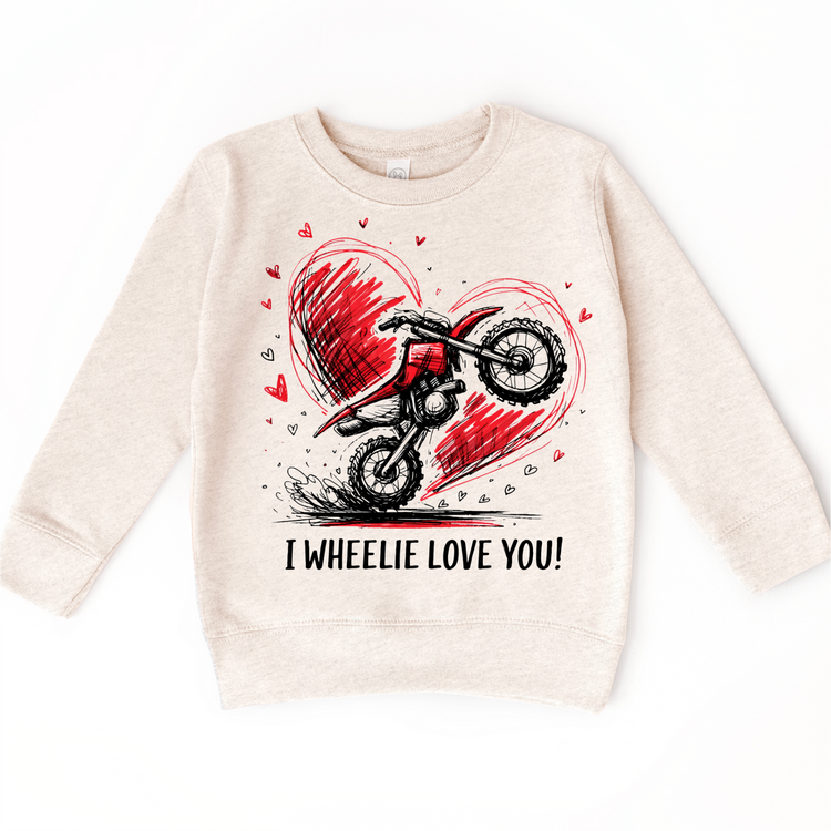 I Wheelie Love You Motocross Valeintine's Day Shirt -  Boys Motorcycle Valeintine Tee