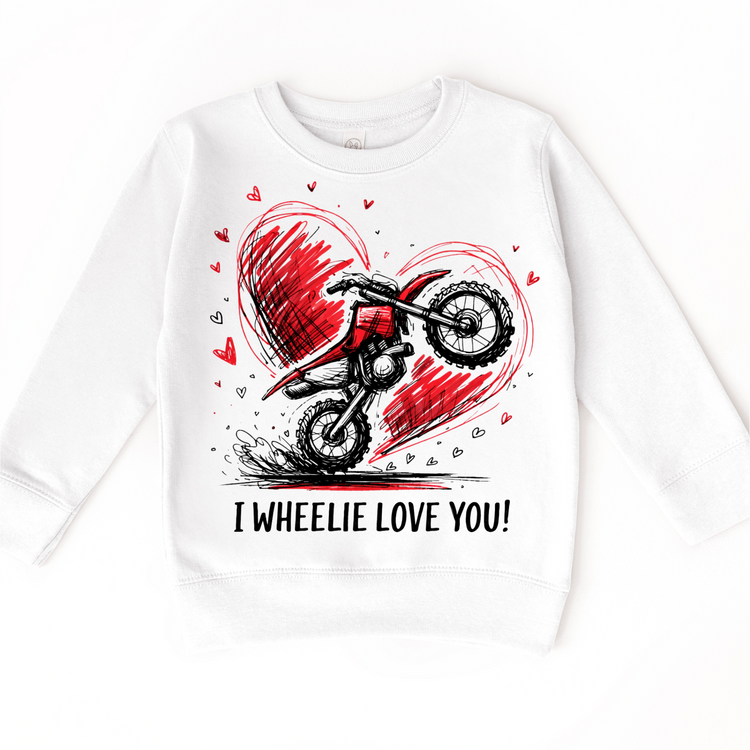 I Wheelie Love You Motocross Valeintine's Day Shirt -  Boys Motorcycle Valeintine Tee