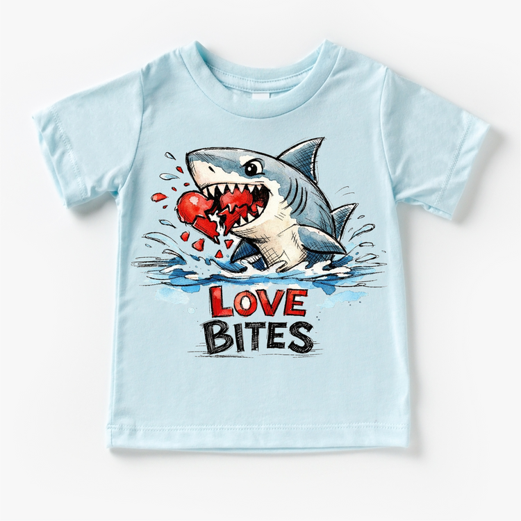 Love Bites Shark Attack Valeintine's Day Shirt -  Great White Valeintine Tee