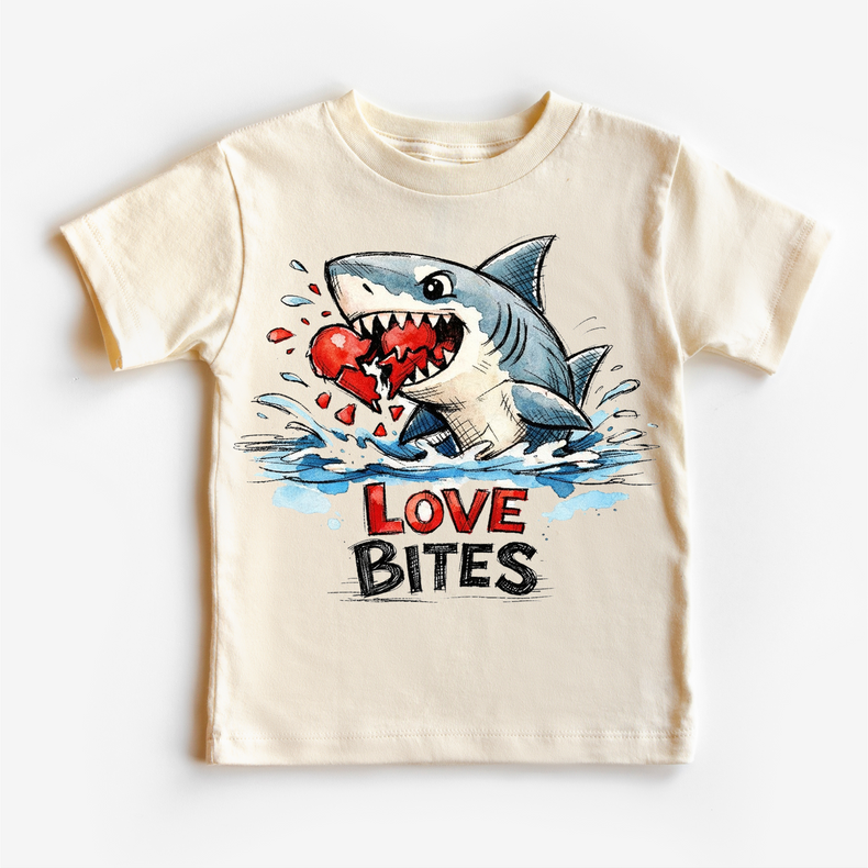 Love Bites Shark Attack Valeintine's Day Shirt -  Great White Valeintine Tee