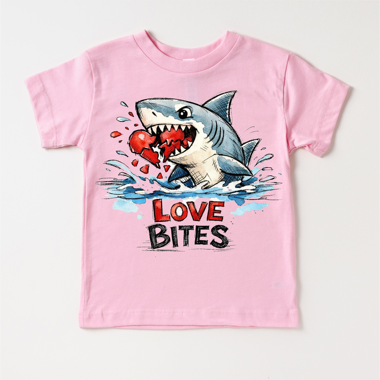 Love Bites Shark Attack Valeintine's Day Shirt -  Great White Valeintine Tee