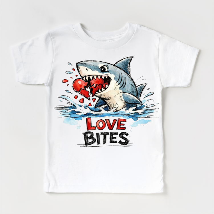 Love Bites Shark Attack Valeintine's Day Shirt -  Great White Valeintine Tee
