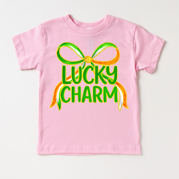 Lucky Charm St. Patrick's Day Ribbon Shirt -  Girls St. Patrick's Day Tee