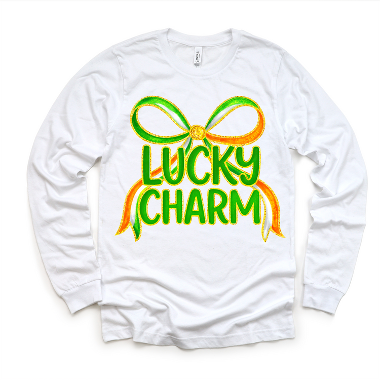 Lucky Charm St. Patrick's Day Ribbon Shirt -  Girls St. Patrick's Day Tee