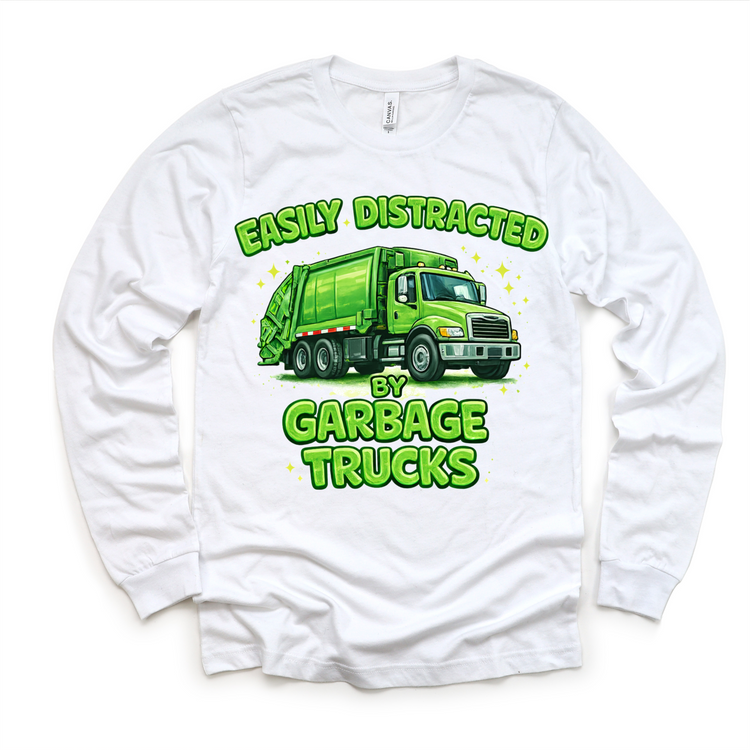Easily Distracted By Garbage Trucks Shirt -  Trash Truck Tee