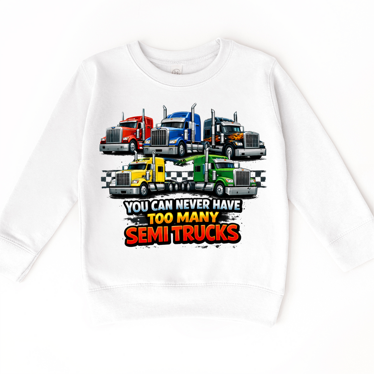 You Can Never Have Too Many Semi Trucks Shirt - Kids Big Rig Trucking Tee