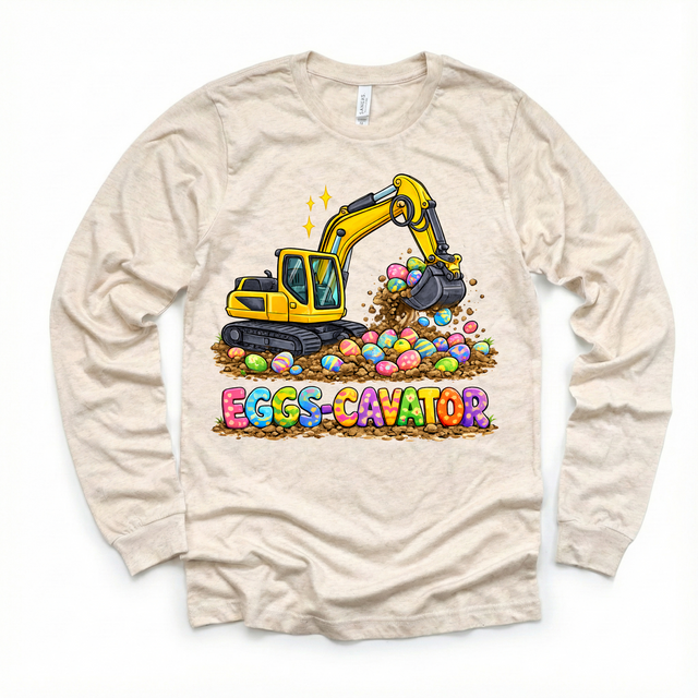 Eggs Cavator Excavator Easter Shirt - Kids Easter Egg Tee