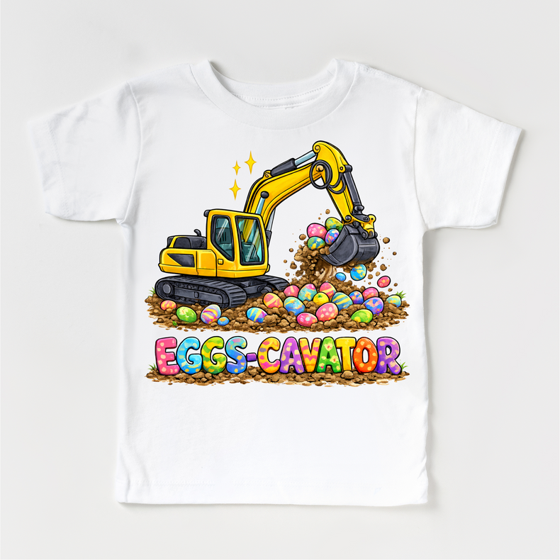 Eggs Cavator Excavator Easter Shirt - Kids Easter Egg Tee - Madi Moosh Boutique