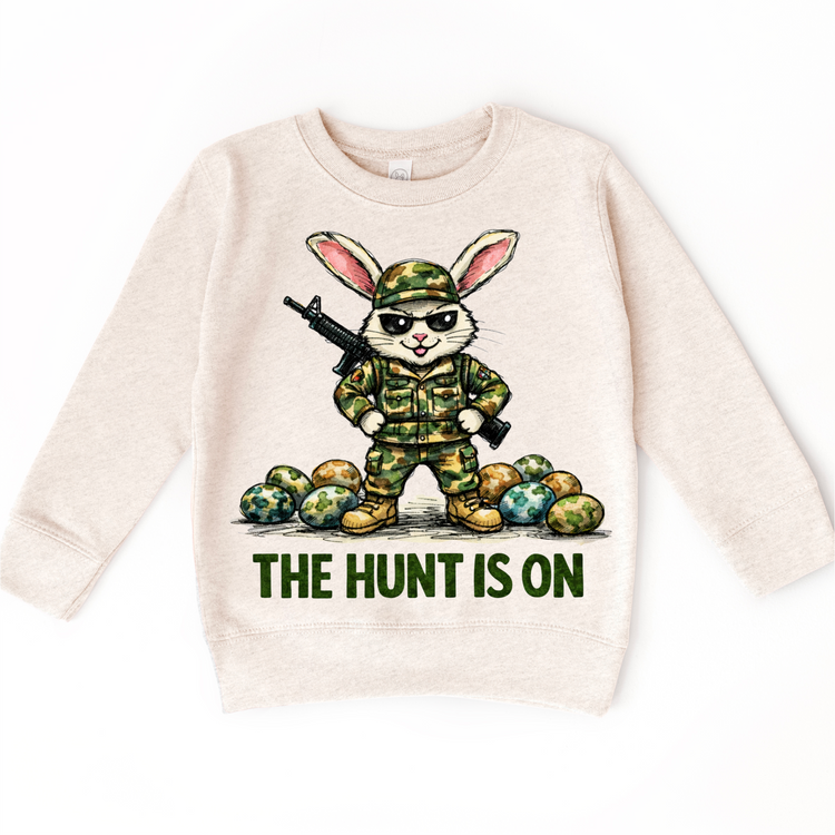 The Hunt Is On Camo Easter Bunny Shirt - Kids Easter Egg Hunt Tee