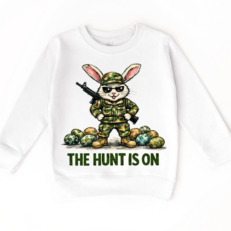 The Hunt Is On Camo Easter Bunny Shirt - Kids Easter Egg Hunt Tee