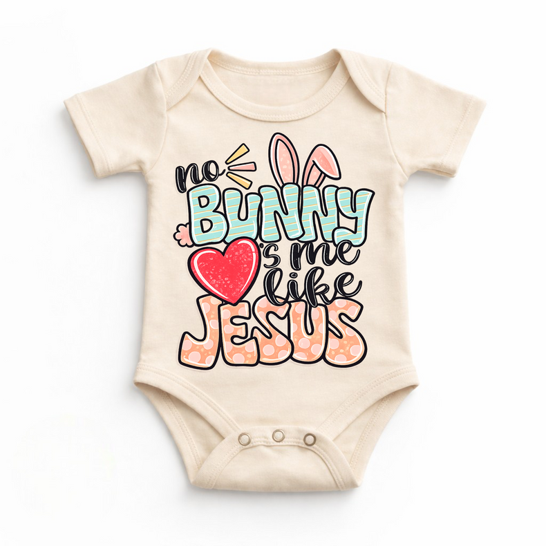 No Bunny Loves Me Like Jesus Easter Baby Bodysuit - Christian Bodysuit