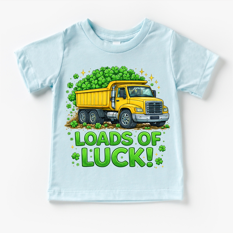 St. Patrick's Day Loads Of Luck Dump Truck Shirt - Boys St. Patrick's Day Tee