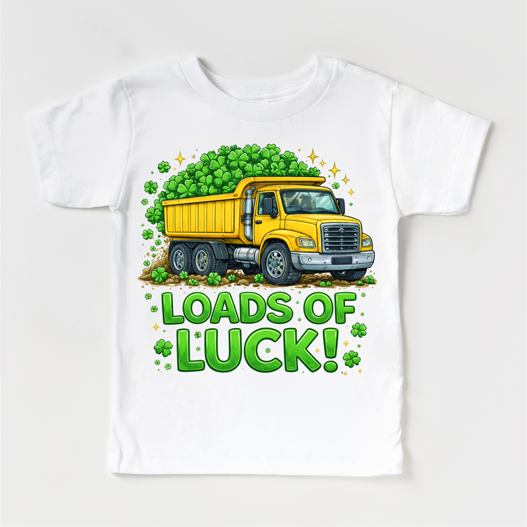St. Patrick's Day Loads Of Luck Dump Truck Shirt - Boys St. Patrick's Day Tee