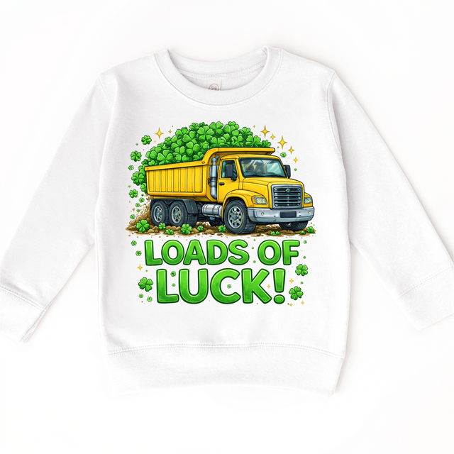 St. Patrick's Day Loads Of Luck Dump Truck Shirt - Boys St. Patrick's Day Tee