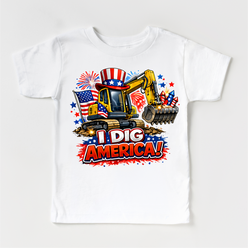 I Dig America Excavator 4th of July Shirt - Independence Day Tee