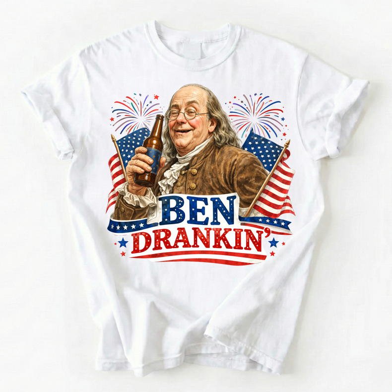 Ben Drankin Adult 4th Of July Unisex T-Shirt - Independence Day Tee Printed On Comfort Colors