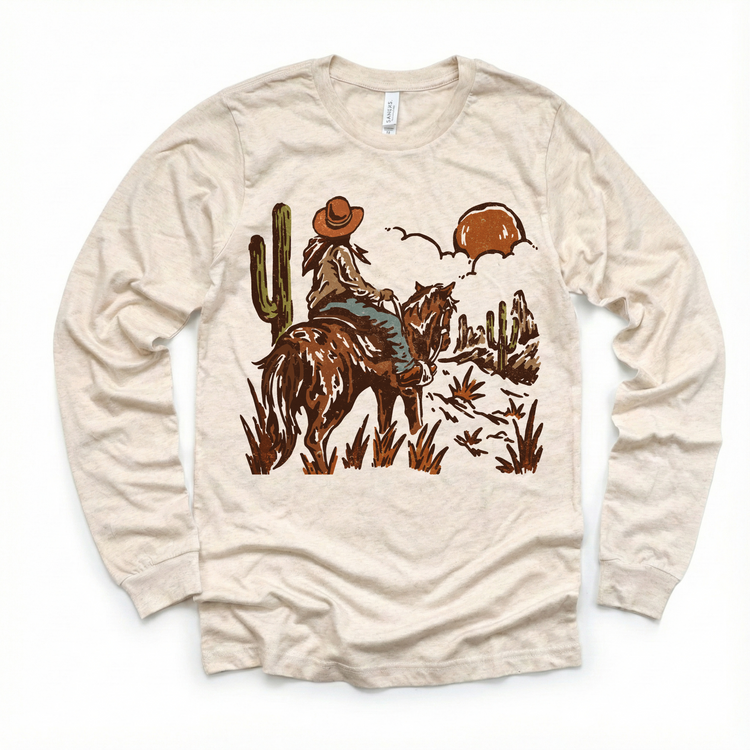 Cowgirl Riding Off In The Sunset Shirt - Girls Western Cowgirl Tee - Madi Moosh Boutique