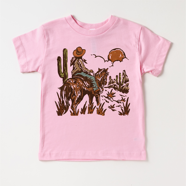 Cowgirl Riding Off In The Sunset Shirt - Girls Western Cowgirl Tee - Madi Moosh Boutique