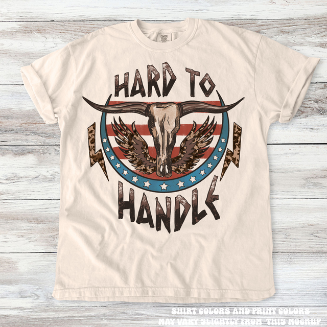 Hard To Handle Bull Skull Western Tee - Printed On Comfort Colors - Madi Moosh Boutique