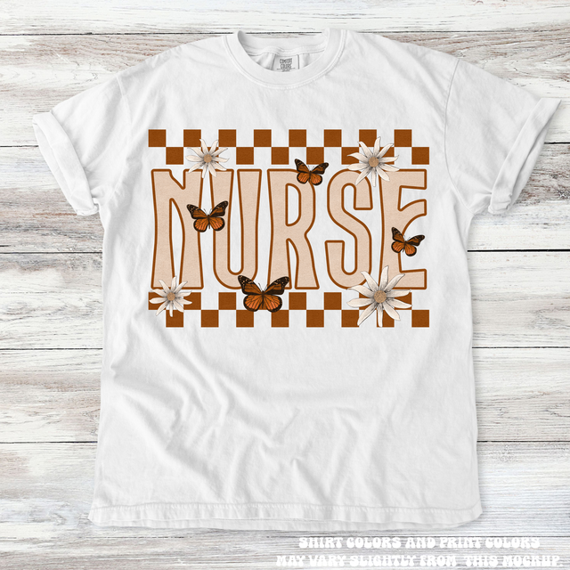 Boho Butterfly Nurse Tee - Printed On Comfort Colors
