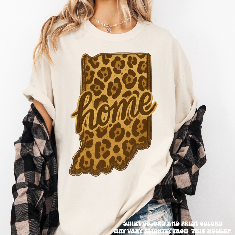 Leopard Print Indiana State Home Shirt - Printed On Comfort Colors