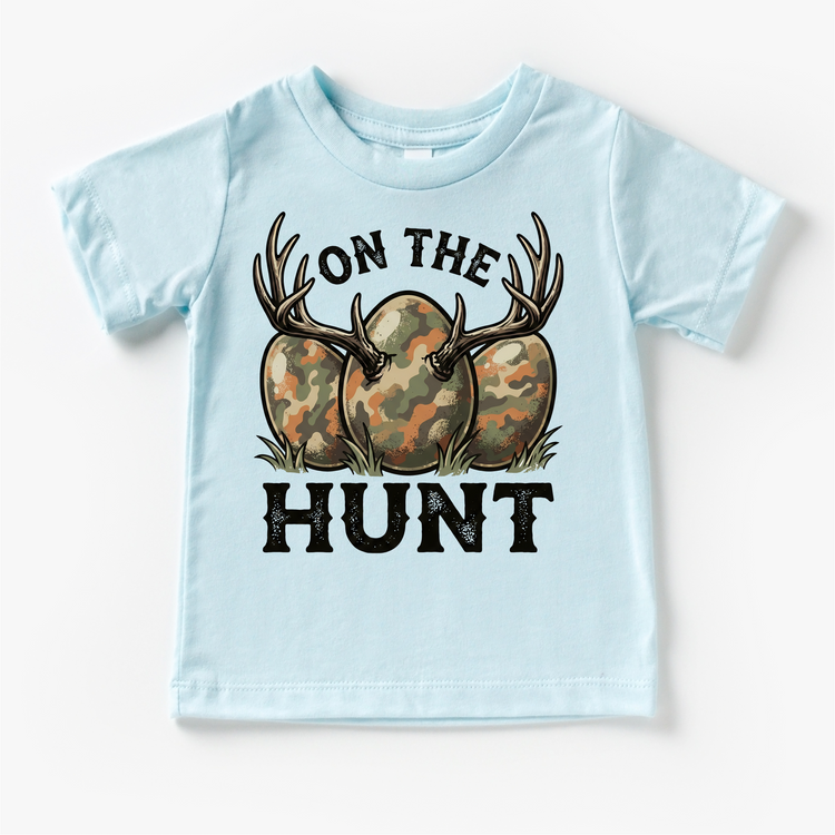 On The Hunt Easter Egg Hunting Shirt - Camo Easter Egg Tee - Madi Moosh Boutique