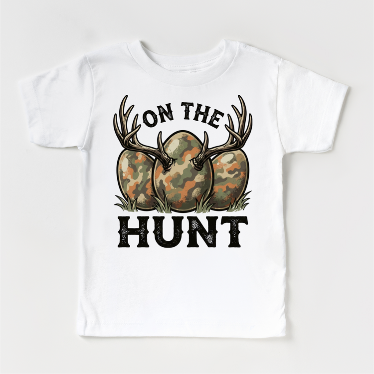 On The Hunt Easter Egg Hunting Shirt - Camo Easter Egg Tee - Madi Moosh Boutique