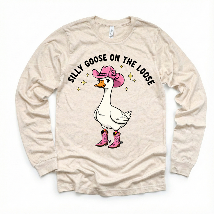 Silly Goose On The Loose Cowgirl T-Shirt - Cowgirl Goose Shirt - Madi Moosh Boutique