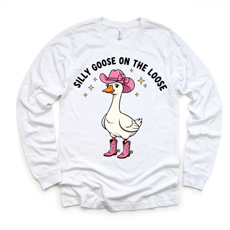 Silly Goose On The Loose Cowgirl T-Shirt - Cowgirl Goose Shirt - Madi Moosh Boutique