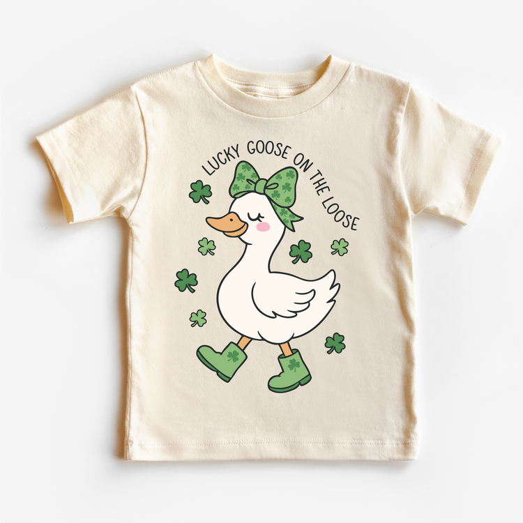 Lucky Goose On The Loose T-Shirt - Girls St. Patrick's Day Silly Goose Tee - Madi Moosh Boutique