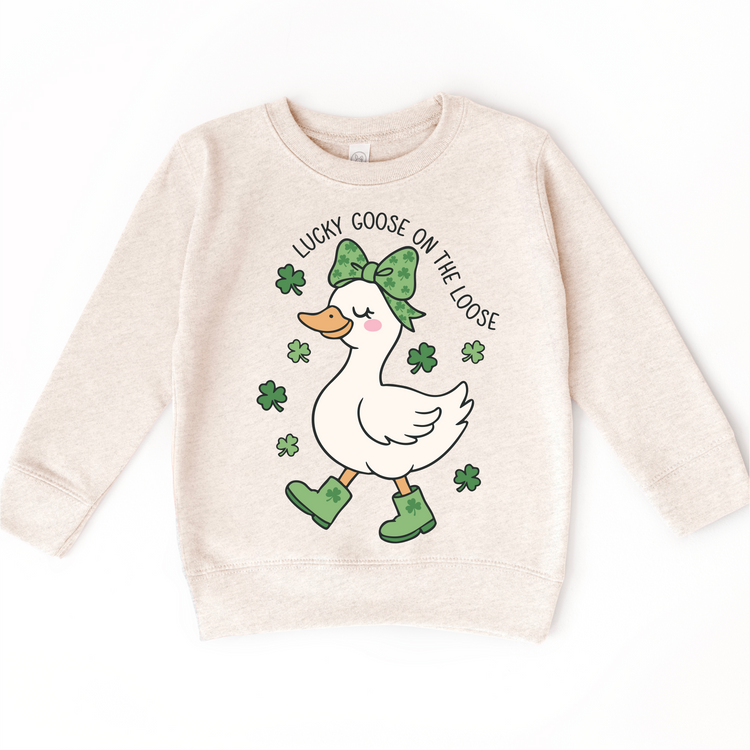 Lucky Goose On The Loose T-Shirt - Girls St. Patrick's Day Silly Goose Tee - Madi Moosh Boutique