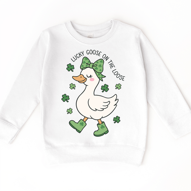 Lucky Goose On The Loose T-Shirt - Girls St. Patrick's Day Silly Goose Tee - Madi Moosh Boutique
