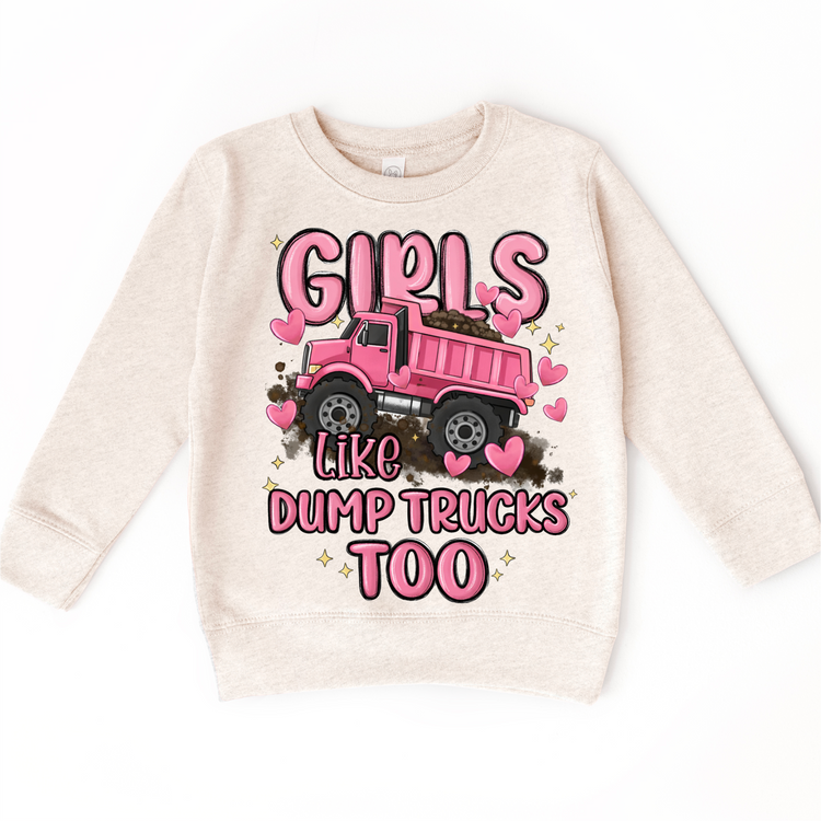 Girls Like Dump Trucks Too Shirt - Girls Construction Tee