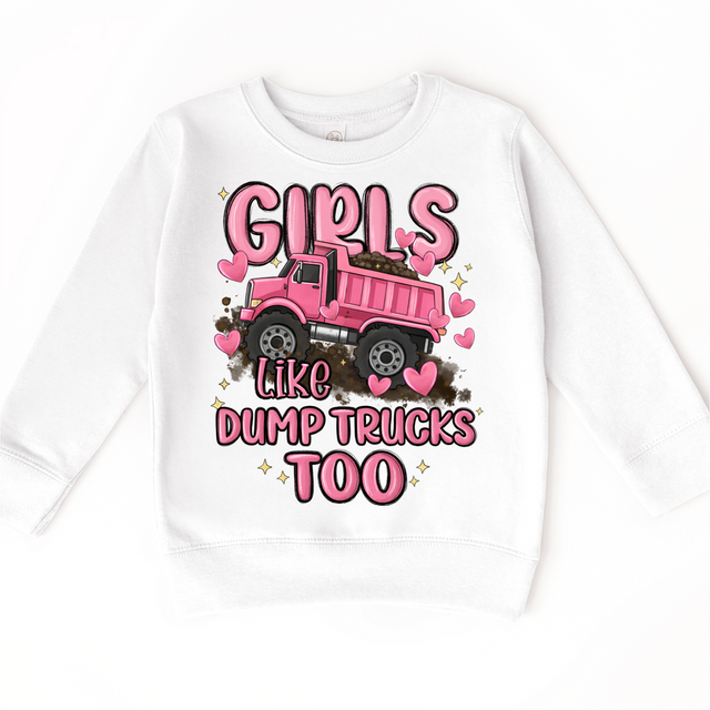 Girls Like Dump Trucks Too Shirt - Girls Construction Tee