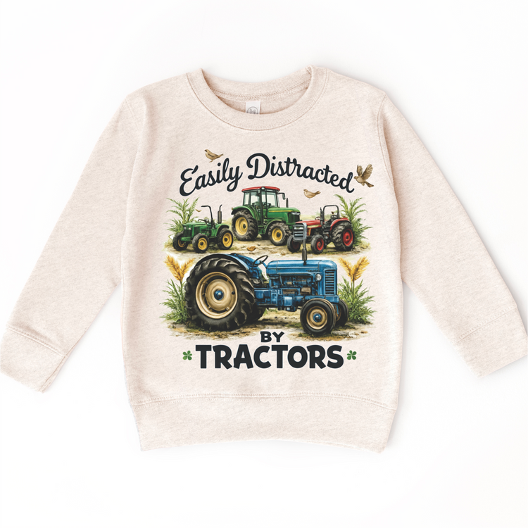 Easily Distracted By Tractors Farm Shirt - Kids Farm Tractor Tee - Madi Moosh Boutique