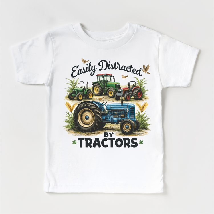 Easily Distracted By Tractors Farm Shirt - Kids Farm Tractor Tee - Madi Moosh Boutique