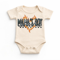 Mama’s Boy Baby Bodysuit / Onesies® design on a natural garment.