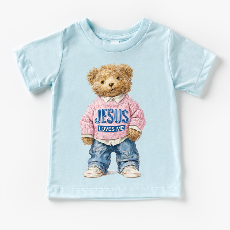 Teddy Bear Jesus Loves Me Shirt - Christian Tee - Madi Moosh Boutique